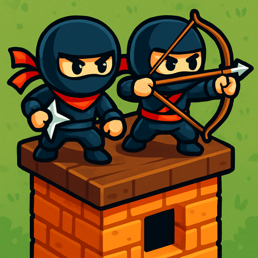 On tower have both ninjas assets one have star and one have bow. HD colors.
In-Game asset.  2d.  High contrast.  No shadows