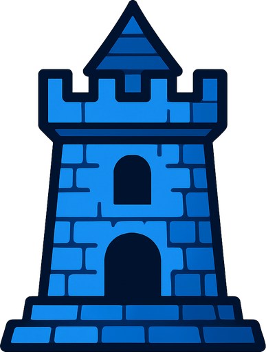 Blue Tower.
In-Game asset.  2d.  High contrast.  No shadows