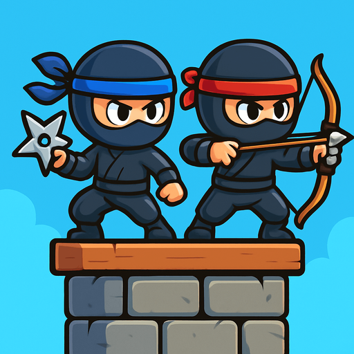 On tower have both ninjas assets one have star and one have bow. HD colors.
In-Game asset.  2d.  High contrast.  No shadows