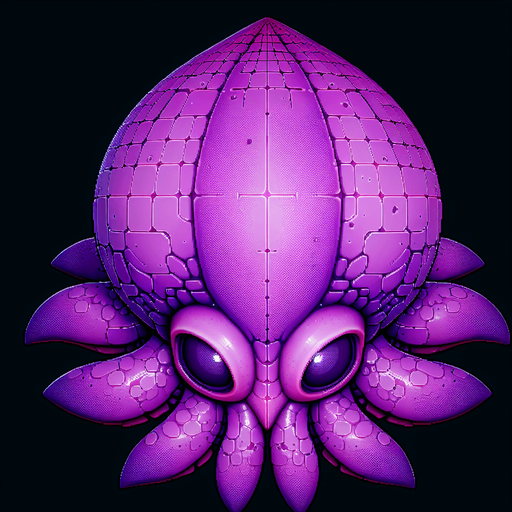 top down image purple squid alien.
Single Game Texture.  In-Game asset.  2d.  Blank background.  High contrast.  No shadows