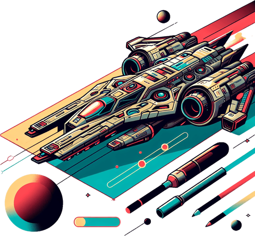 Make a space ship.
Single Game Texture. In-Game asset. 2d. Blank background. High contrast. No shadows.