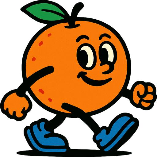 yürüyen insan portakal.
In-Game asset.  2d.  High contrast.  No shadows