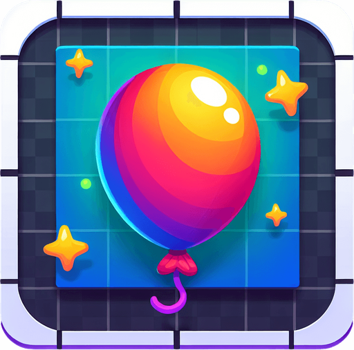 Colorful balloon without background.
Single Game Texture.  In-Game asset.  2d.  Blank background.  High contrast.  No shadows