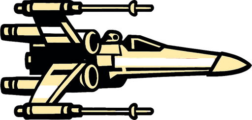 X wing side view.
In-Game asset.  2d.  High contrast.  No shadows