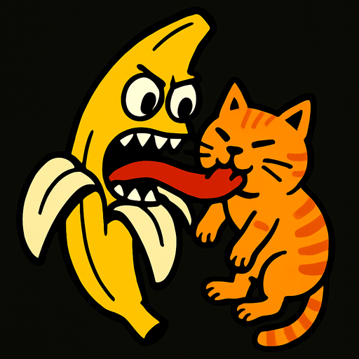 kedi yiyen aç muz.
In-Game asset.  2d.  High contrast.  No shadows