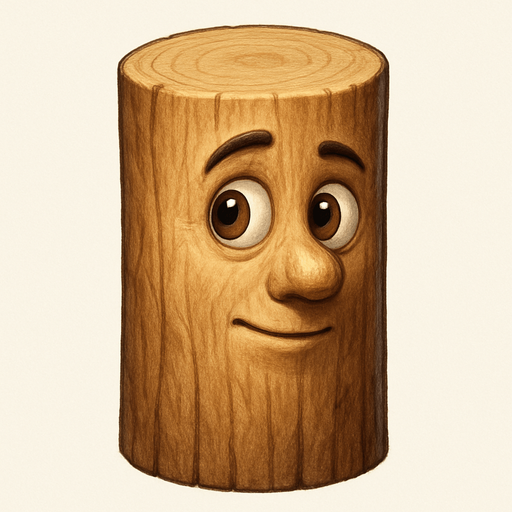 La imagen es una ilustración digital de un personaje animado que parece ser un trozo de madera o un objeto de madera con características humanoides y una expresión amigable pero algo peculiar.

Aquí una descripción detallada:

Cuerpo Principal (Tronco): El cuerpo principal del personaje es un cilindro de madera de color marrón claro, con una textura que sugiere vetas de madera. La parte superior es redondeada, formando la "cabeza".

Ultra Realista

Rostro: La "cabeza" tiene un rostro con rasgos humanos:

Ojos: Dos ojos grandes y redondos, con iris marrones y pupilas negras que miran ligeramente hacia el lado izquierdo del personaje. Tienen un brillo que les da un aspecto vívido.

Cejas: Cejas finas y elevadas, que contribuyen a la expresión de sorpresa o curiosidad.

Nariz: Una nariz pequeña y estilizada que sobre.
In-Game asset.  2d.  High contrast.  No shadows. Ultra Realista. Ultra Realista
