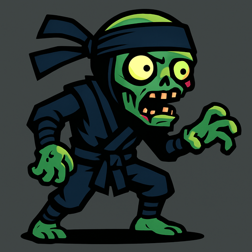 Ninja zombie.
In-Game asset.  2d.  High contrast.  No shadows