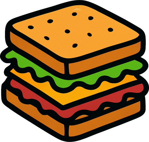 sandwich.
In-Game asset.  2d.  High contrast.  No shadows