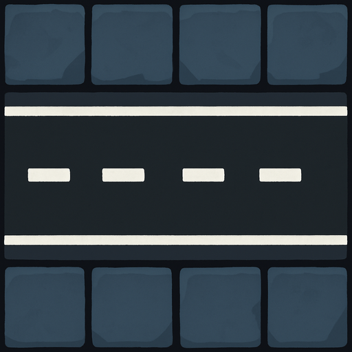 street tile on top viewing with street way horizontal.
In-Game asset.  2d.  High contrast.  No shadows