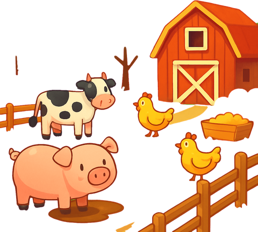 Simple Casual game background animal farm.