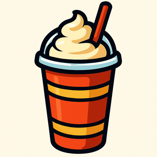 a fast food milkshake.
In-Game asset.  2d.  High contrast.  No shadows