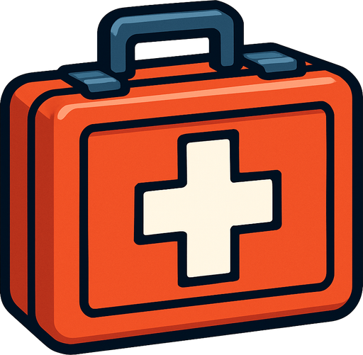 first aid kit.
In-Game asset.  2d.  High contrast.  No shadows