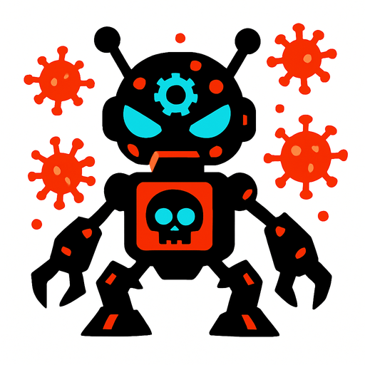 robot virüs.
In-Game asset.  2d.  High contrast.  No shadows