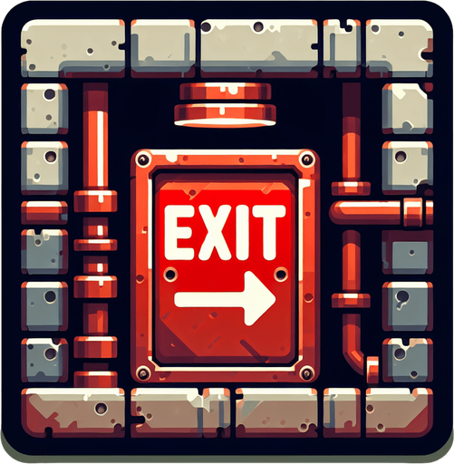 create an escape hatch with a red exit sign on it.
Single Game Texture. In-Game asset. 2d. Blank background. High contrast. No shadows.