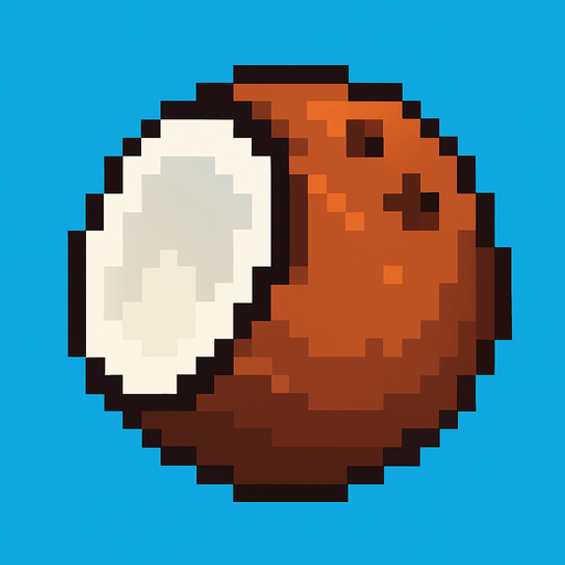 Make me a coconut 2d pixel.
In-Game asset.  2d.  High contrast.  No shadows
