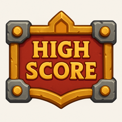 Medieval 'High score' buttons. HD colors. 
In-Game asset.  High contrast.  No shadows. 3D