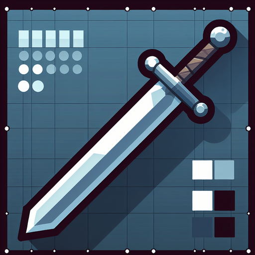 Sword.
Single Game Texture.  In-Game asset.  2d.  Blank background.  High contrast.  No shadows. 2d