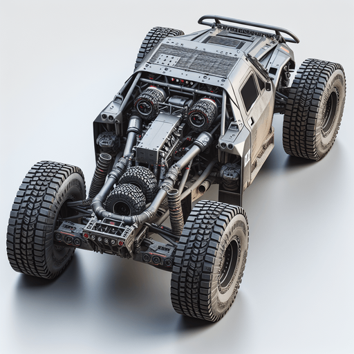 Photorealistic RealBull Dakar-Rally-Truck from back, Top view.