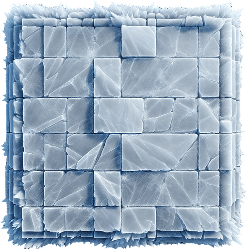 rectangular ice wall section, top down view

Single Game Texture. In-Game asset. 2d. Blank background. High contrast. No shadows.