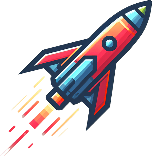 Single space torpedo flying upwards in colour.
Single Game Texture. In-Game asset. 2d. Blank background. High contrast. No shadows.