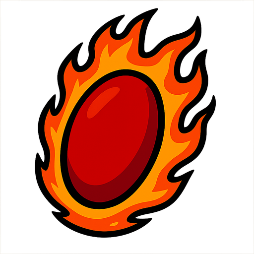 red oval fire ball.
In-Game asset.  2d.  High contrast.  No shadows