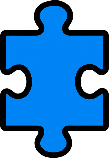 Puzzle peice blue.
In-Game asset.  2d.  High contrast.  No shadows