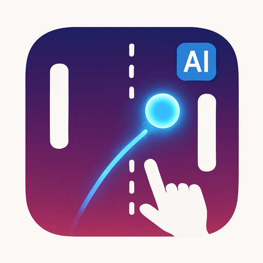Modern App Store icon, high definition, square with rounded corners, for a game titled "AI Pong Challenge" and with the description "Classic Pong with AI opponent featuring touch controls and smart ball physics.". No text on icon!