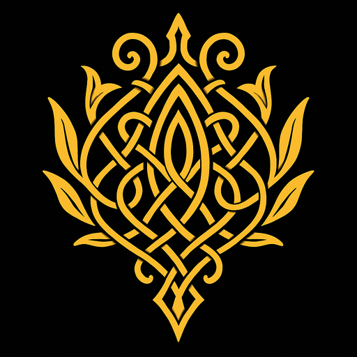 Golden ornoment LOTR style.
In-Game asset.  2d.  High contrast.  No shadows