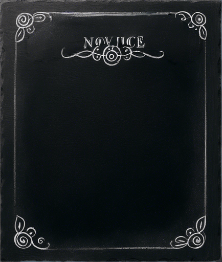 "NOVICE BLEND" written in chalk