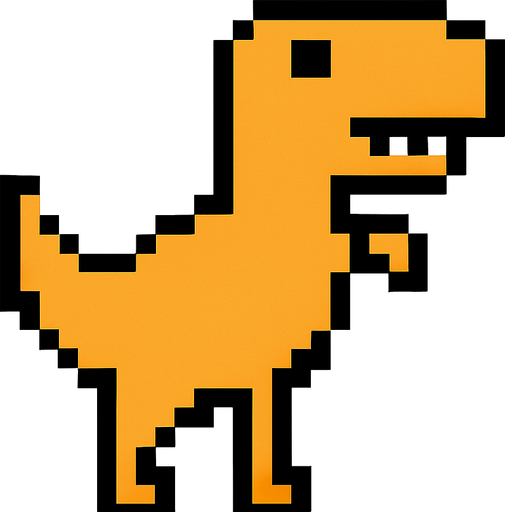 T rex 8bit.
In-Game asset.  2d.  High contrast.  No shadows