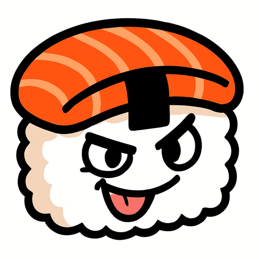 Un sushi con cara traviesa.
In-Game asset.  2d.  High contrast.  No shadows
