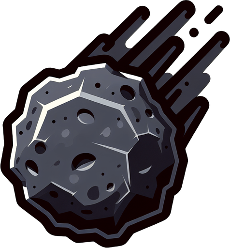 一颗陨石，卡通风格.
Single Game Texture. In-Game asset. 2d. Blank background. High contrast. No shadows.