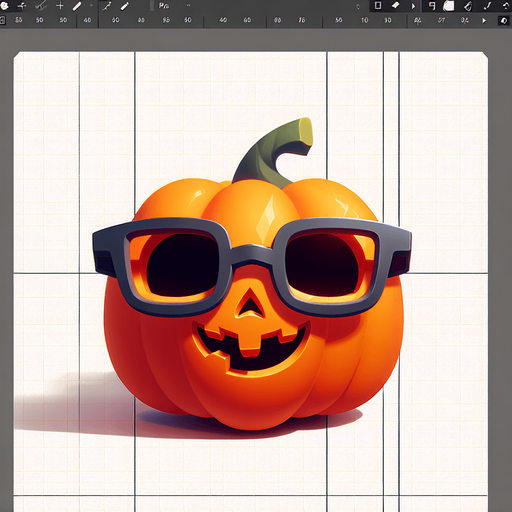 an orange halloween pumpkin with glasses
Single Game Texture. In-Game asset. 2d. Blank background. High contrast. No shadows.