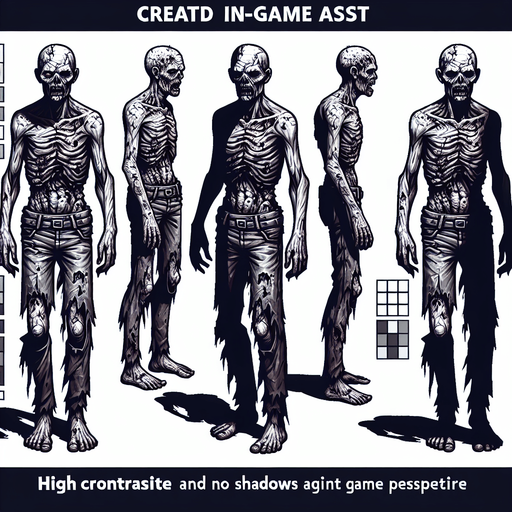 zombie from top.
Single Game Texture. In-Game asset. 2d. Blank background. High contrast. No shadows.