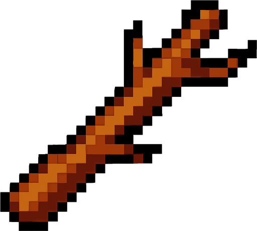 Quiero un palo o rama de color cafe, en estilo 32 bits.
In-Game asset.  2d.  High contrast.  No shadows