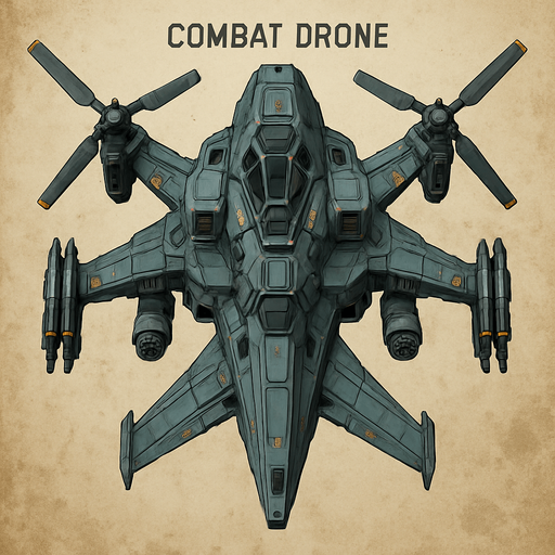 combat drone spaceship top view.
