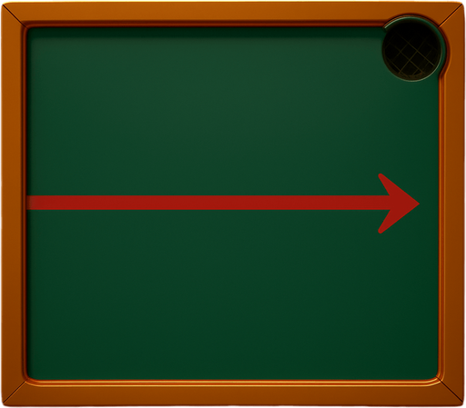 Change the center bumper on the table into a red line that’s painted on the table, like a casino table, that ends in an arrow on the right hand side. At the end of the arrow put a pocket like a pool table.