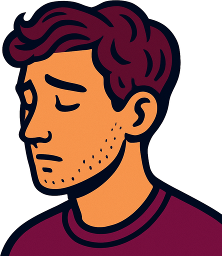 profile photo of a sensitive man.
In-Game asset.  2d.  High contrast.  No shadows