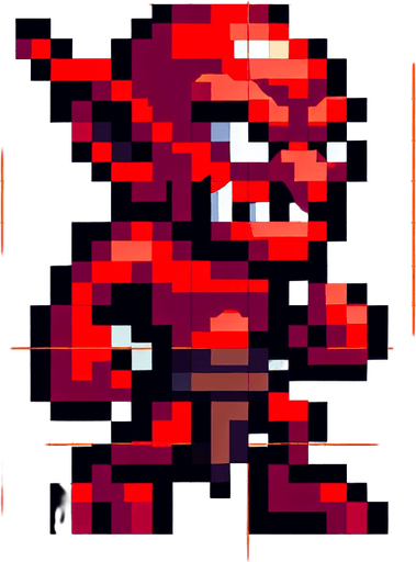 Pixel art in SNES Castlevania style. Red goblin Single Game Texture. In-Game asset. 2d. Blank background. High contrast. No shadows. Pixel art in SNES Castlevania style. Red goblin