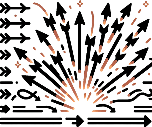 GIF animation of arrows  animation with a spark at the end of the sprite animation.
Sprite Game Texture. In-Game asset. 2d. Blank background. High contrast. No shadows.