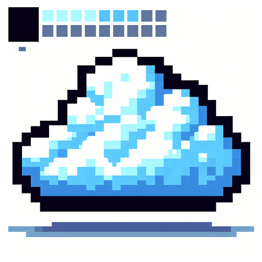 pixel art cloud.
Single Game Texture. In-Game asset. 2d. Blank background. High contrast. No shadows.