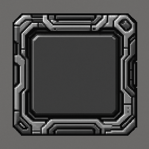 high tech sci fi pixel art button. greyscale. metallic. no text
In-Game asset.  2d.  High contrast.  No shadows