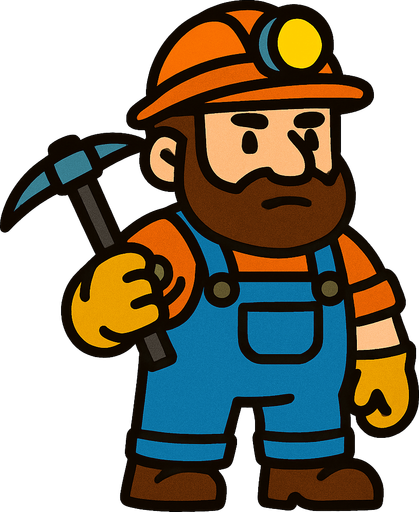 Un minero.
In-Game asset.  2d.  High contrast.  No shadows