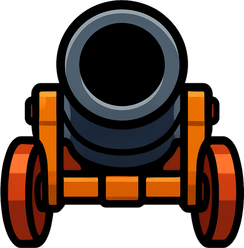 Canon facing forward.
In-Game asset.  2d.  High contrast.  No shadows