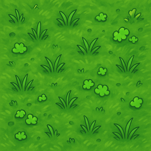 top view of a grassy area.
In-Game asset.  2d.  High contrast.  No shadows