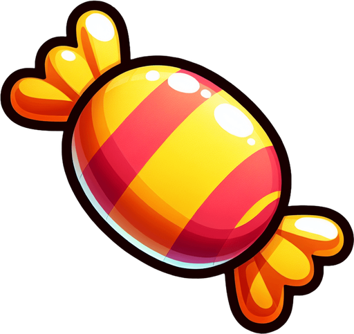 candy,cartoon,2d,blank background.
Single Game Texture.  In-Game asset.  2d.  Blank background.  High contrast.  No shadows