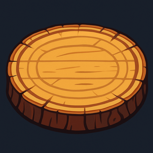 oval kütük küçük bir meydan gibi üstten görünümlü.
In-Game asset.  2d.  High contrast.  No shadows