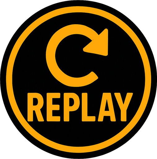 replay button.
In-Game asset.  2d.  High contrast.  No shadows