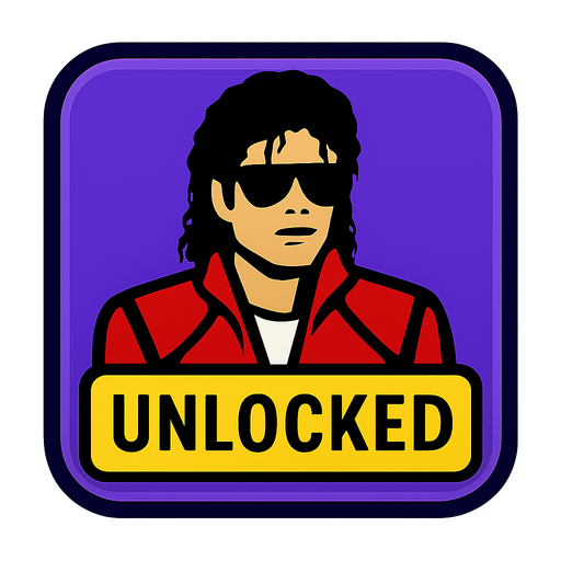 Michael Jackson unlocked button.
In-Game asset.  2d.  High contrast.  No shadows