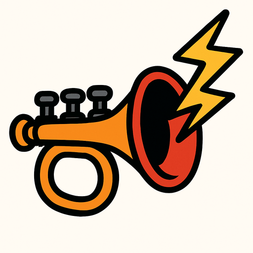 Trompeta de choque.
In-Game asset.  2d.  High contrast.  No shadows